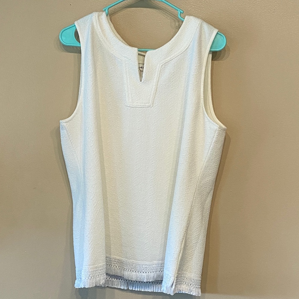Liz Claiborne Cream Textured Tank Top